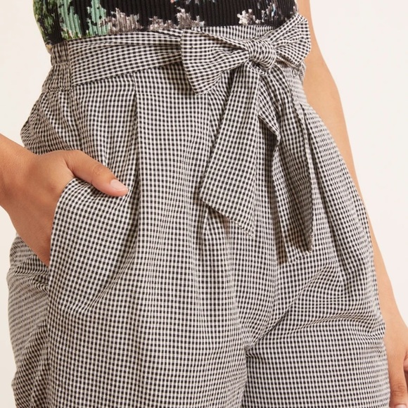 Mara Hoffman Arianna black white gingham print high rise waisted wide leg pants - Picture 4 of 13